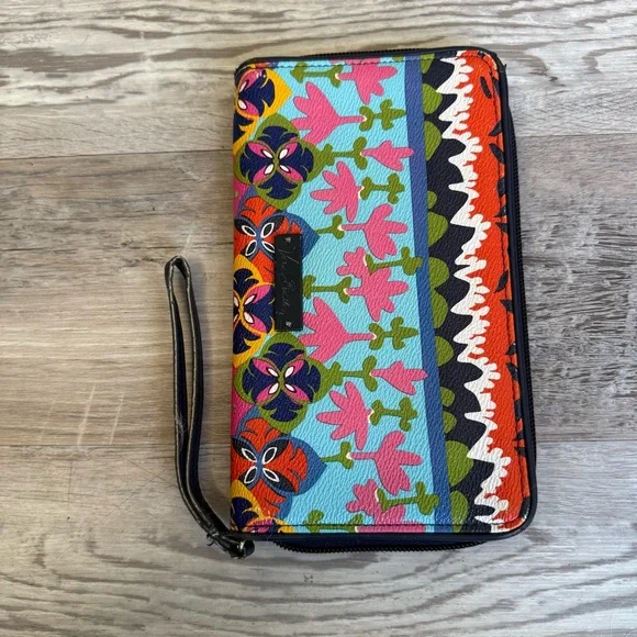 Vera Bradley Rio Stripe Colorful Floral Zip Wallet - Picture 2 of 6